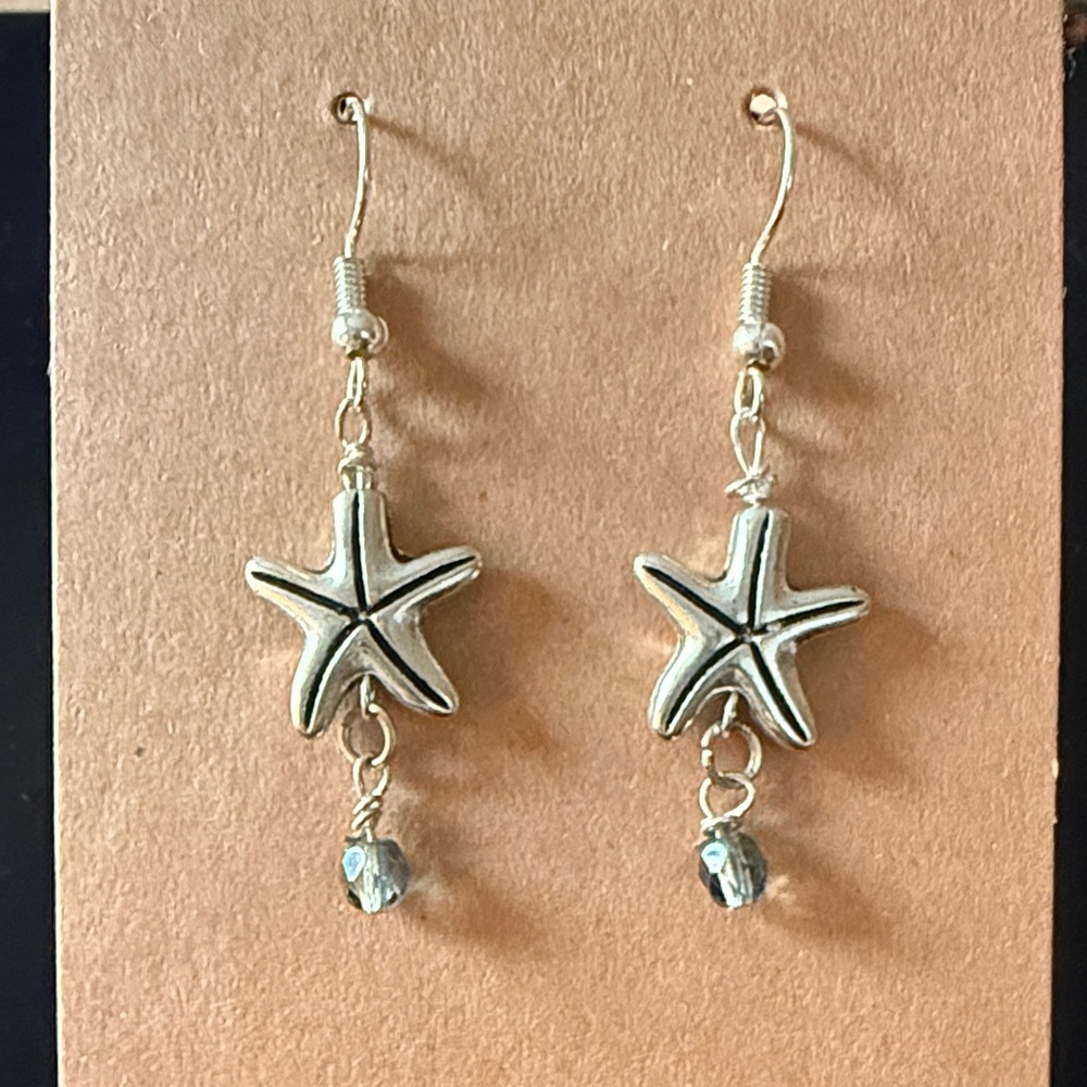 Silver Starfish Dangle Earrings
